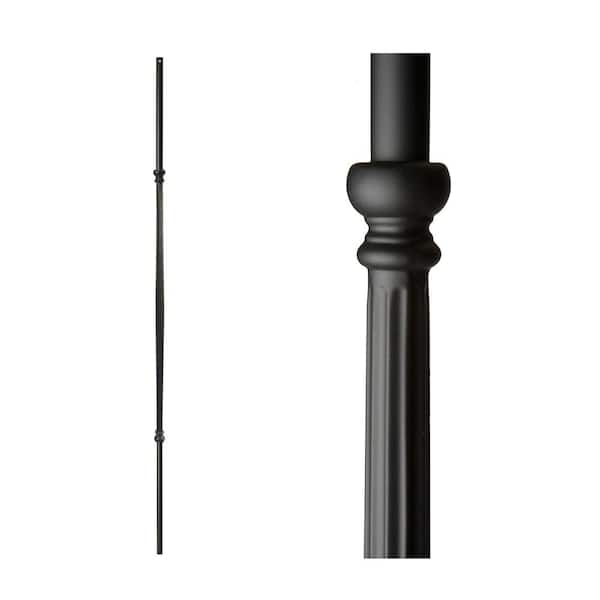 HOUSE OF FORGINGS Monte Carlo 44 in. x 0.625 in. Satin Black Single Plain Fluted Bar Hollow Wrought Iron Baluster