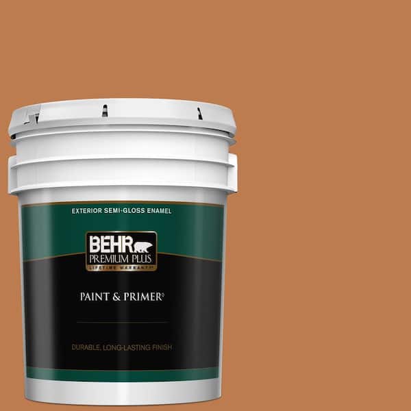 BEHR PREMIUM PLUS 5 gal. #260D-6 Chai Spice Semi-Gloss Enamel Exterior Paint & Primer