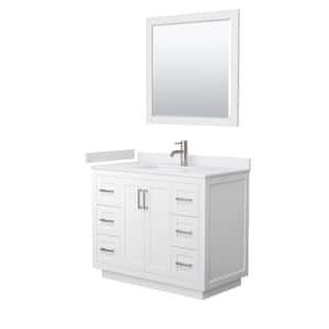Miranda 42 in. W Single Bath Vanity in White with Cultured Marble Vanity Top in White with White Basin and Mirror