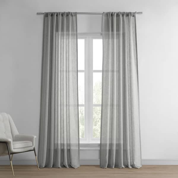 Exclusive Fabrics & Furnishings Paris Grey Solid Rod Pocket Sheer Curtain - 50 in. W x 108 in. L (1 Panel)