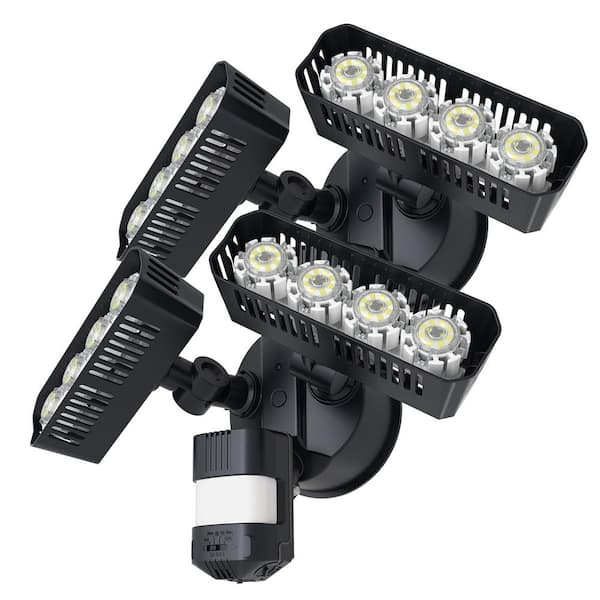 SANSI 36W 3600LM 350W Equiv Black Motion Sensor Dusk to Dawn Integrated LED Waterproof Security Flood Light, 2-Pack