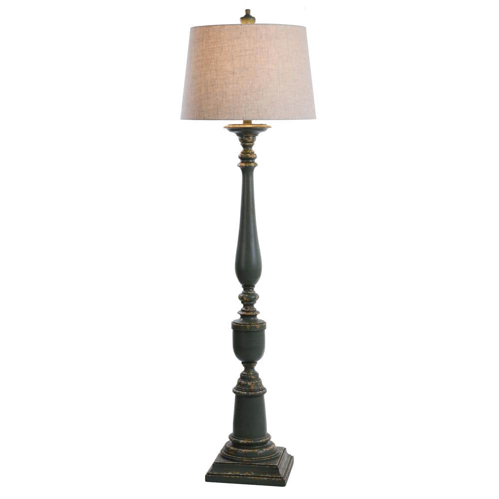Avignon Blue and White 64" 3-Way Floor Lamp with Fabric Shade
