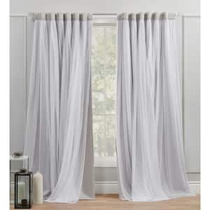 Catarina Cloud Grey Solid Lined Room Darkening Hidden Tab / Rod Pocket Curtain, 52 in. W x 96 in. L (Set of 2)