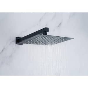 1-Spray Pattern with 2.5 GPM 12 in. Square Wall Mount Rain Fixed Shower Head in Matte Black
