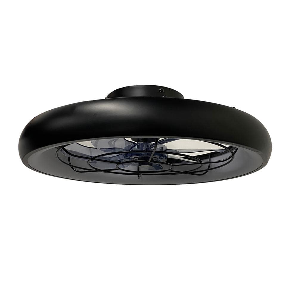 20'' Black Low Profile Ceiling Fan with LED Light and Remote