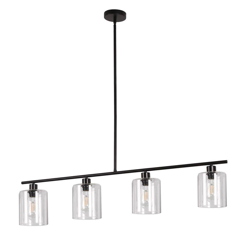 4-Light Matte Black Modern Island Pendant Light Fixtures, Linear Chandelier Hanging Light with Clear Glass Shade price history on PriceWatchPro