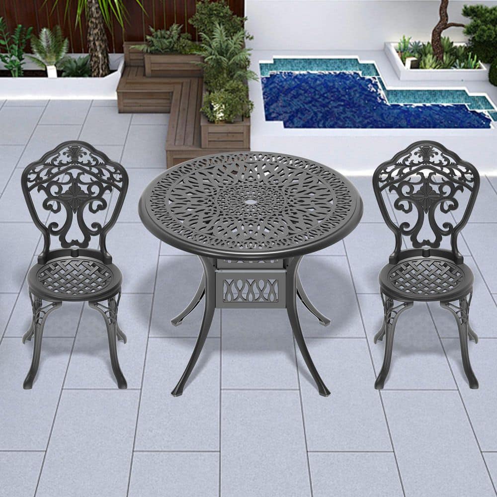 3-Piece Set Of All-Weather Cast Aluminum Dining Furniture Set With Black Frame price history on PriceWatchPro