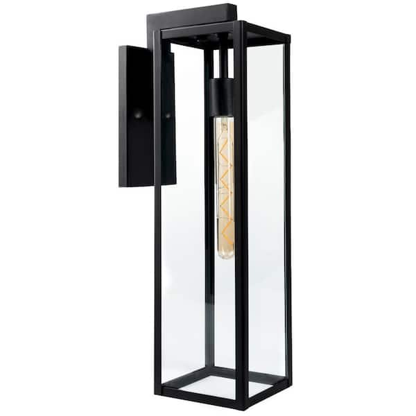NORWELL Large Capture 1-Light Matte Black Outdoor Wall Lantern Sconce