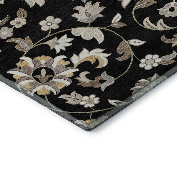 Mayfield Premium Machine Washable Abstract AMF1006 Black 2 ft. 3 in. x 7 ft. 6 in. Runner Rug