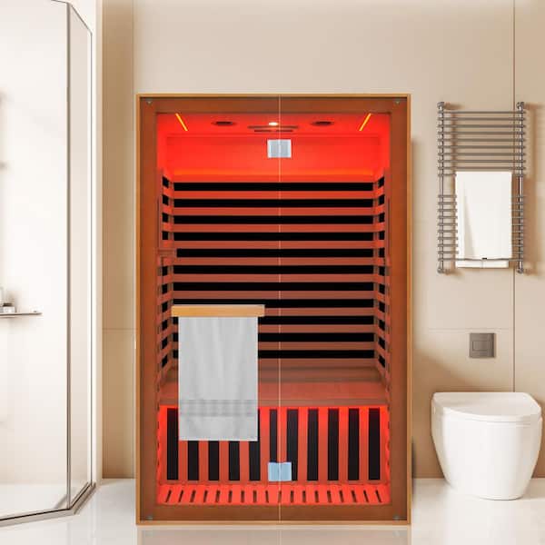 Moray 2-Person Indoor Hemlock Infrared Sauna with 8 Far-infrared Carbon Crystal Heaters and Chromotherapy