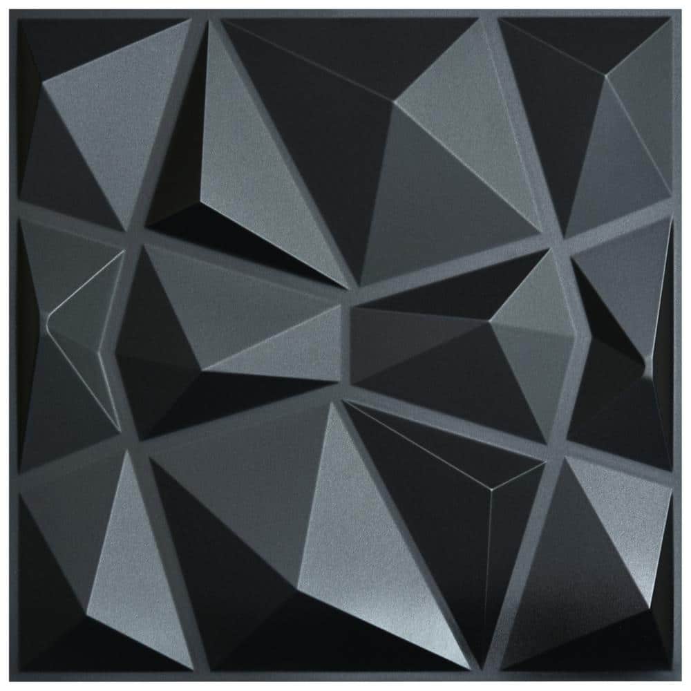 Art3d Decorative 3D Wall Panels in Diamond Design, 11.8x11.8 Matt Black  (33 Pack)