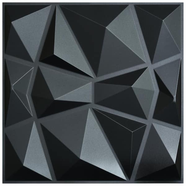 Art3dwallpanels 19.7 in. x 19.7 in. Diamond Black 3D PVC Wall Panels (12-Pack)