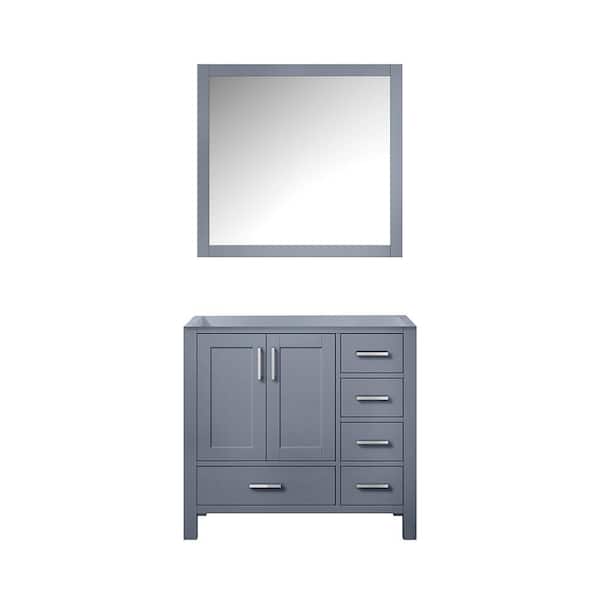 Jacques 36 in. W x 22 in. D Left Offset Dark Grey Bath Vanity without Top and 34 in. Mirror