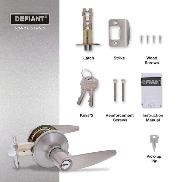 Defiant Straight Satin Nickel Keyed Entry Door Handle LHX200B