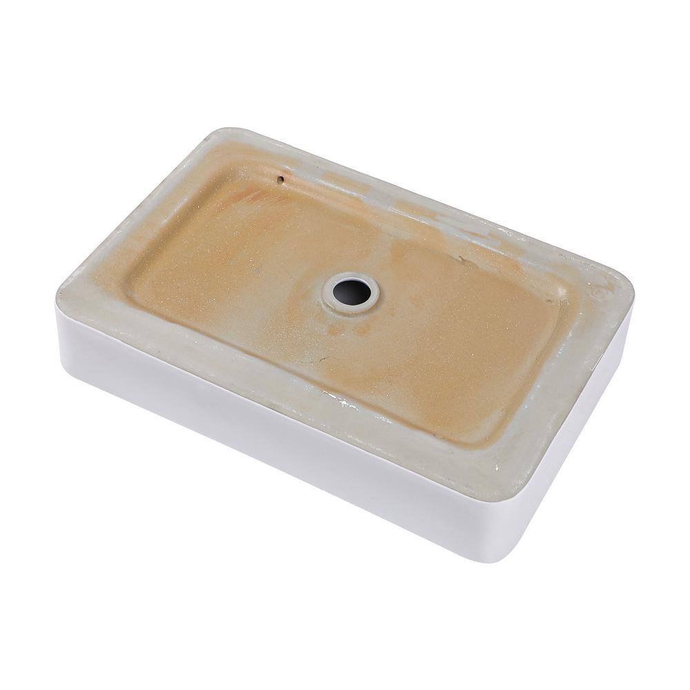 24'' White Gloss Ceramic Rectangular Above-Counter Sink