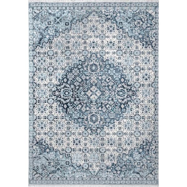 nuLOOM Vicki Vintage Light Blue 7 ft. x 9 ft. Area Rug