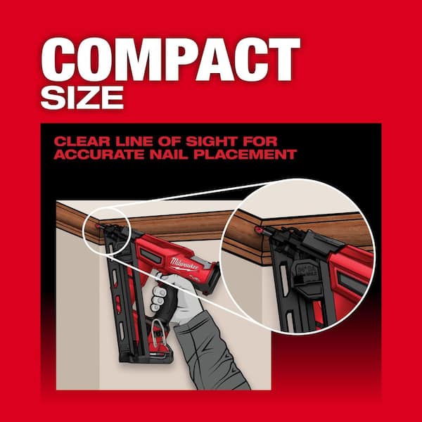 Milwaukee - M18 FUEL 18-Volt Lithium-Ion Brushless Cordless Gen II 15-Gauge Angled Finish Nailer Kit with 2.0Ah Battery and Charger