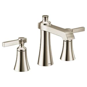 Flara 8 in. Widespread 2-Handle Bathroom Faucet Trim Kit with Drain Assembly in Polished Nickel