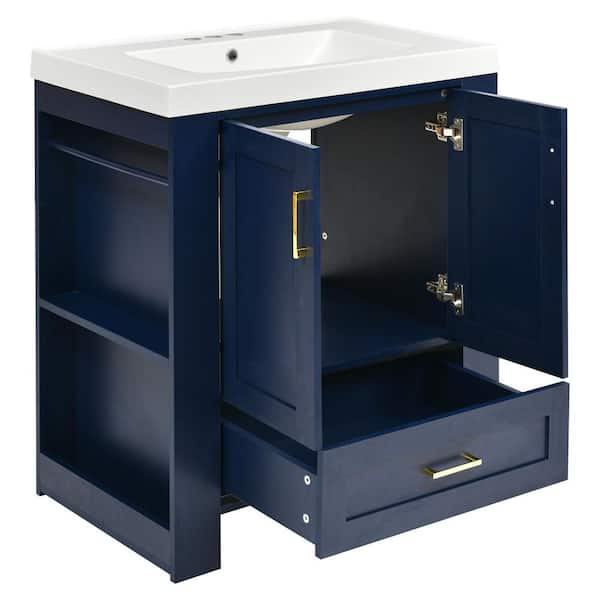 COWLOWN 30 in. W x 18.1 in. D x 31.5 in. H Bathroom Blue Linen Cabinet