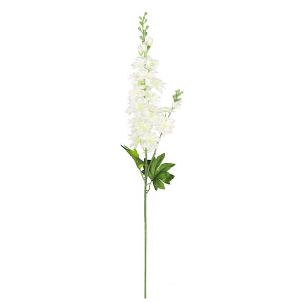 LIVING LUXURY 34 in. Cream White Artificial Delphinium Flower Stem Spray (Set of 6)