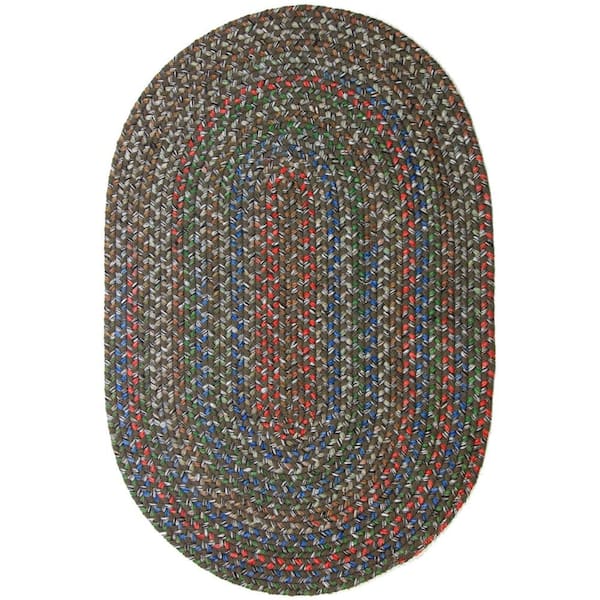 Rhody Rug Kennebunkport Dk Taupe Multi 5 ft. x 8 ft. Oval Indoor/Outdoor Braided Area Rug