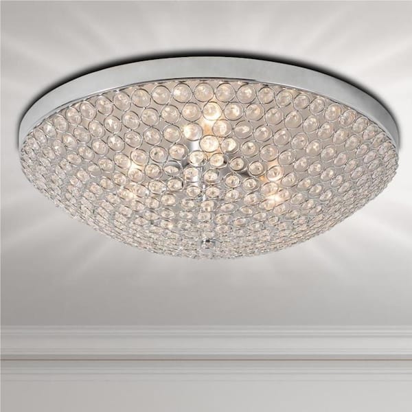 Maxax Jackson 15 in. 3-Light Chrome Flush Mount With Crystal