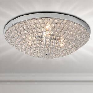 Jackson 15 in. 3-Light Chrome Flush Mount With Crystal