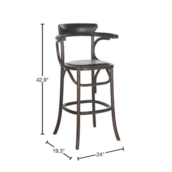 Safavieh Kenny Antique Black Upholstered Bar Stool Safavieh Kenny Antique Black Upholstered Bar Stool