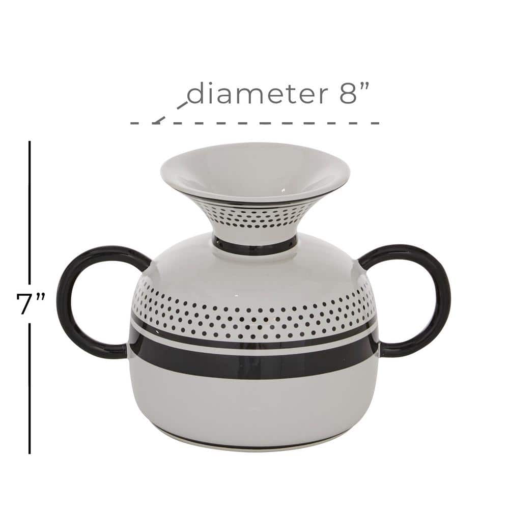 White and Black Ceramic Decorative Table Vase