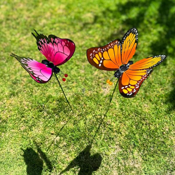Exhart WindyWings Butterflies 2.67 ft. Multi-Color Plastic Garden