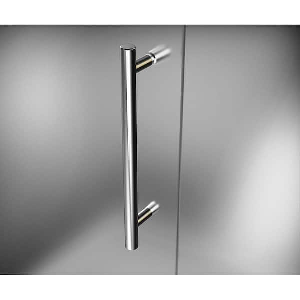 Nautis 60 in. x 72 in. Completely Frameless Hinged Shower Door with Frosted Glass in Chrome