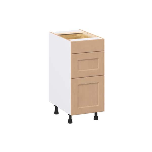 J COLLECTION Lakewood 15 in. W x 24.5 in. D x 34.5 in. H Assembled Shaker Drawer Base Kitchen Cabinet in Sugar Cookie with 3-Drawers