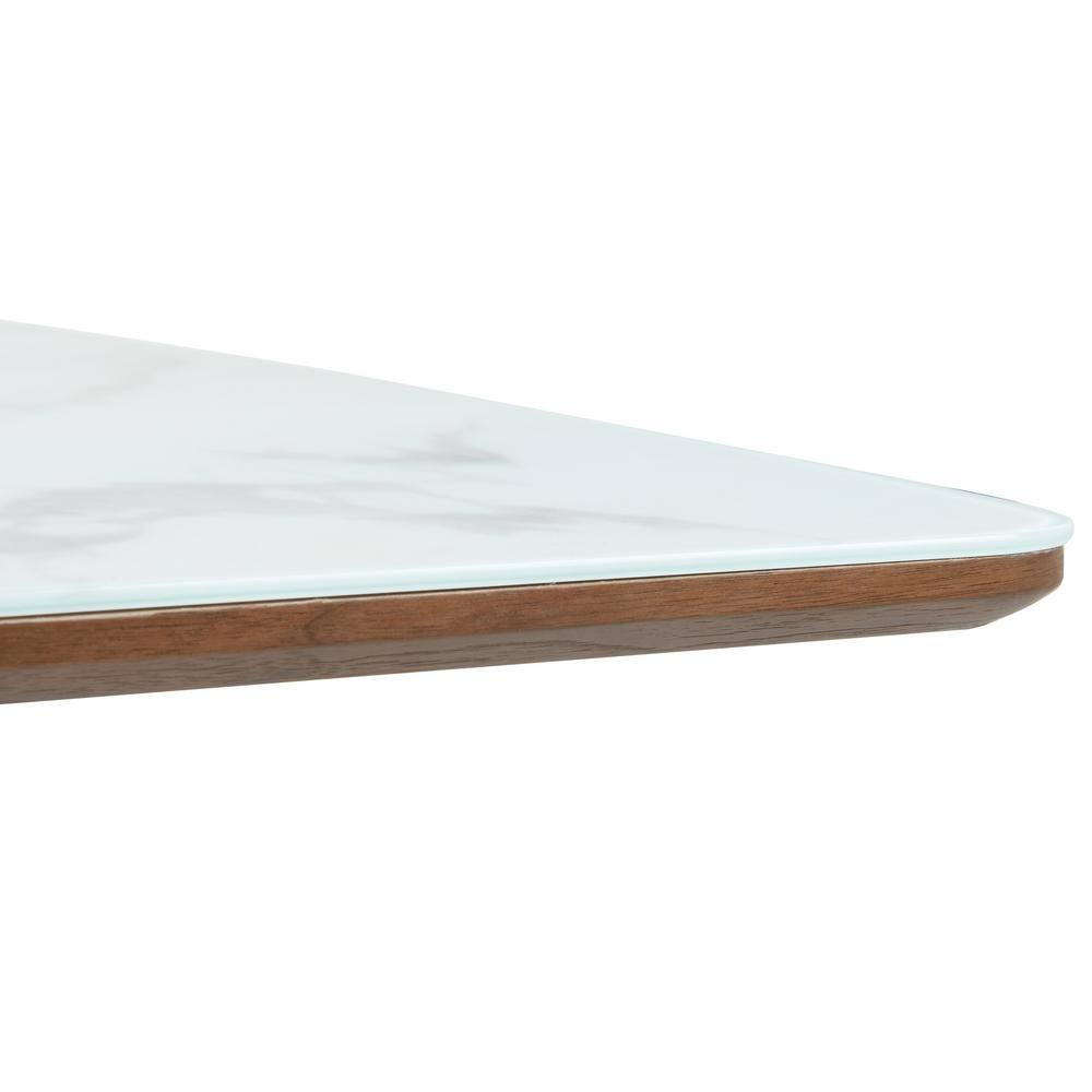 Zephyr 47" White Sintered Stone Top Dining Table with Ash Wood Base