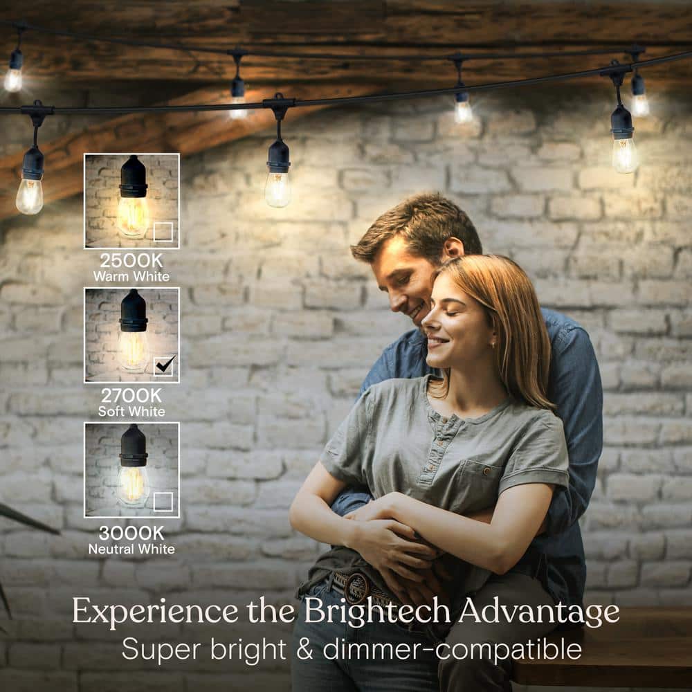 24 ft Black LED Outdoor String Lights with Warm White Edison Bulbs