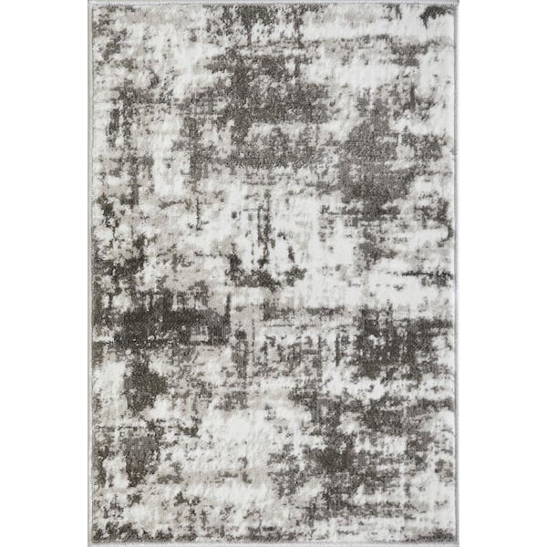 LOOMAKNOTI Rhane Vearali Gray 2 ft. x 3 ft. Abstract Polypropylene Area Rug