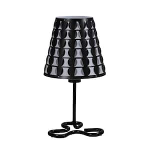16 in. Black Standard Light Bulb Bedside Table Lamp with Black Plastic Shade