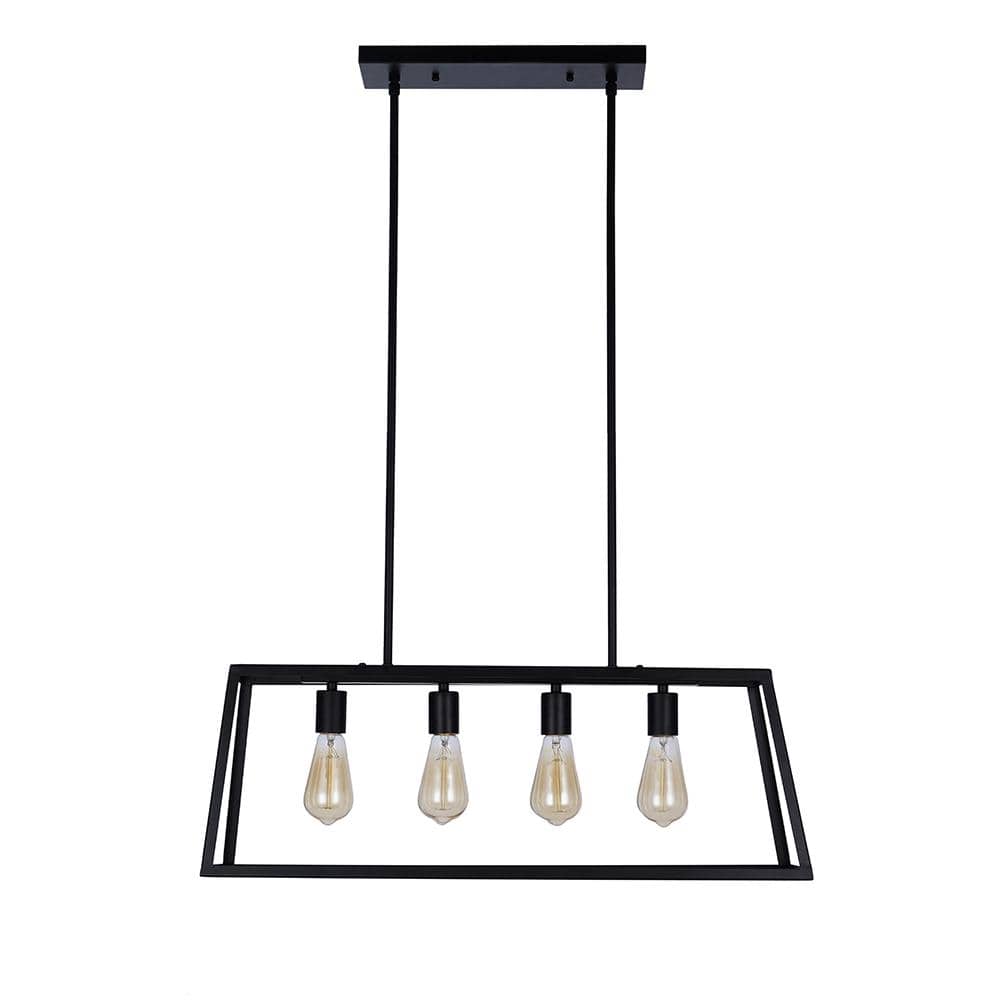 Matte Black Industrial Cage 30" Pendant Light with LED Bulbs