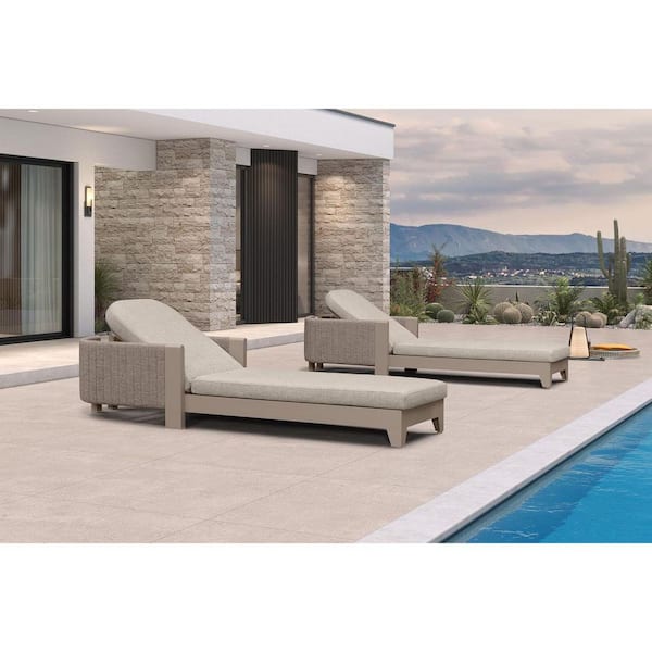 PURPLE LEAF Outdoor Chaise Lounge Chairs Set of 2 with Cushion Aluminum Poolside Sun Chair Adjustable Back, Nurture Shale