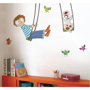 (60.4 in x 37.6 in) Multi-Color "Tom on a Swing" Kids Wall Decal