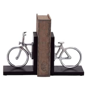 Silver Wood Vintage Motorcycle Bookends 7 in. x 6 in. (Set of 2)