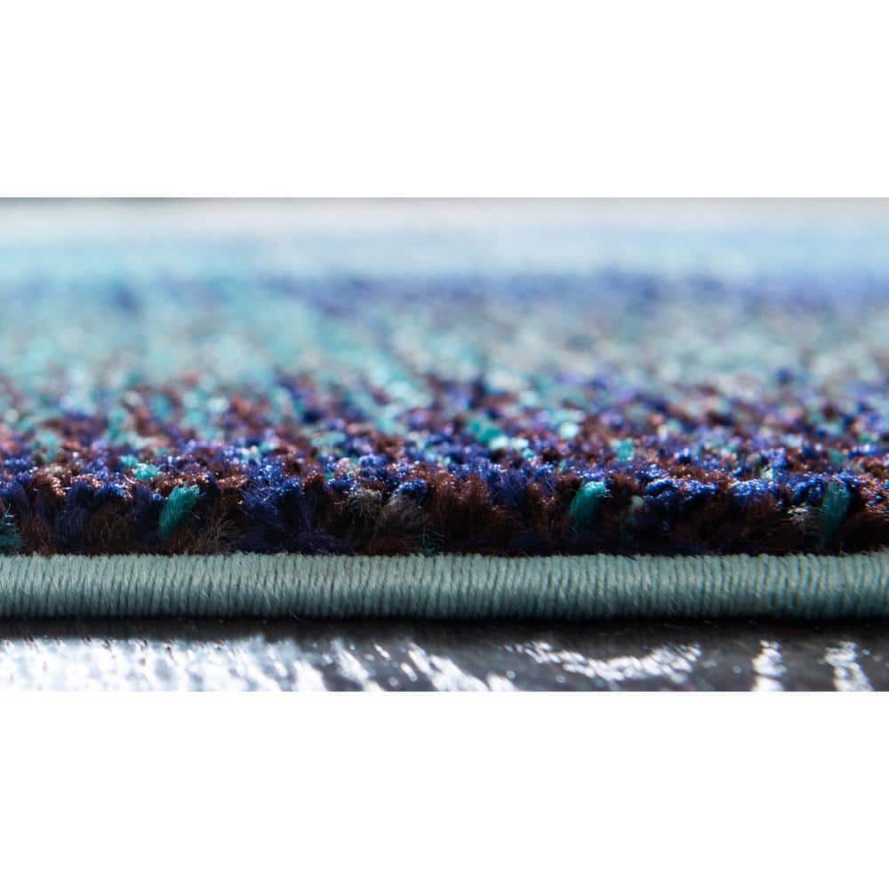 Blue Rectangular Stain-Resistant Synthetic Kids Area Rug