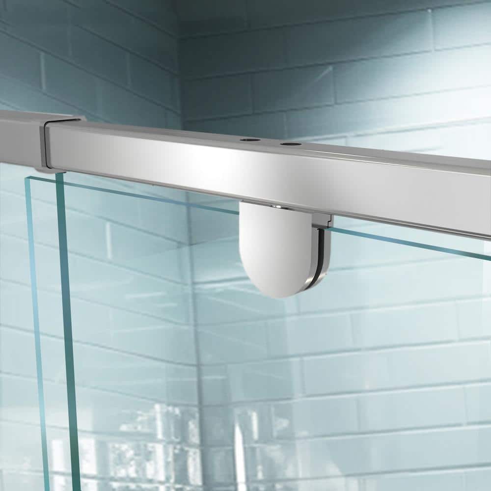 54 in. Chrome Semi-Frameless Pivot Shower Door with Clear Glass