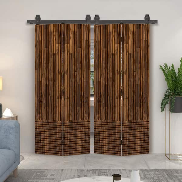 CALHOME Japanese Series 64 in. x 80 in. Hollow Core Walnut Pine