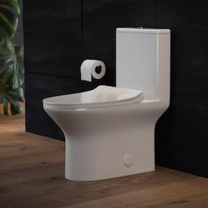 Cascade 1-piece 0.8/ 1.28 GPF Dual Flush Elongated Toilet in White, Seat Included