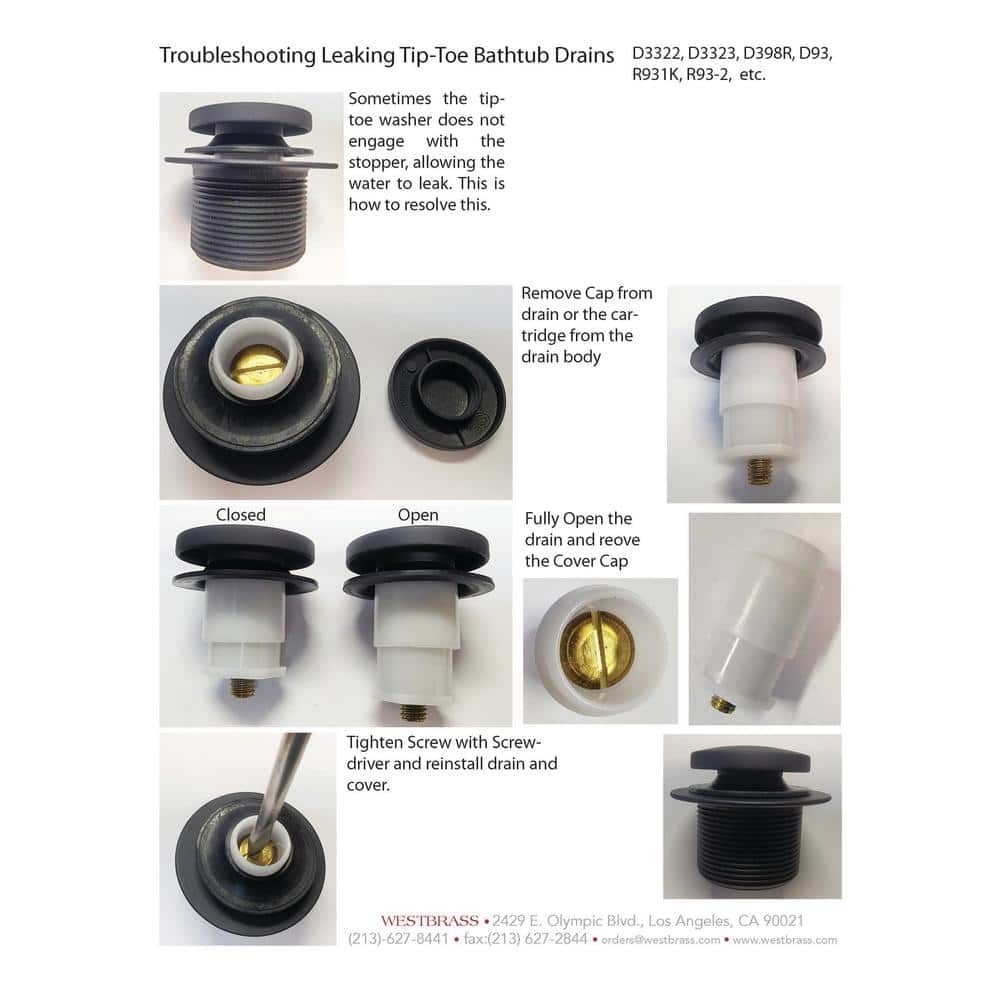 Satin Nickel Round Toe Touch Tub Drain Trim Set