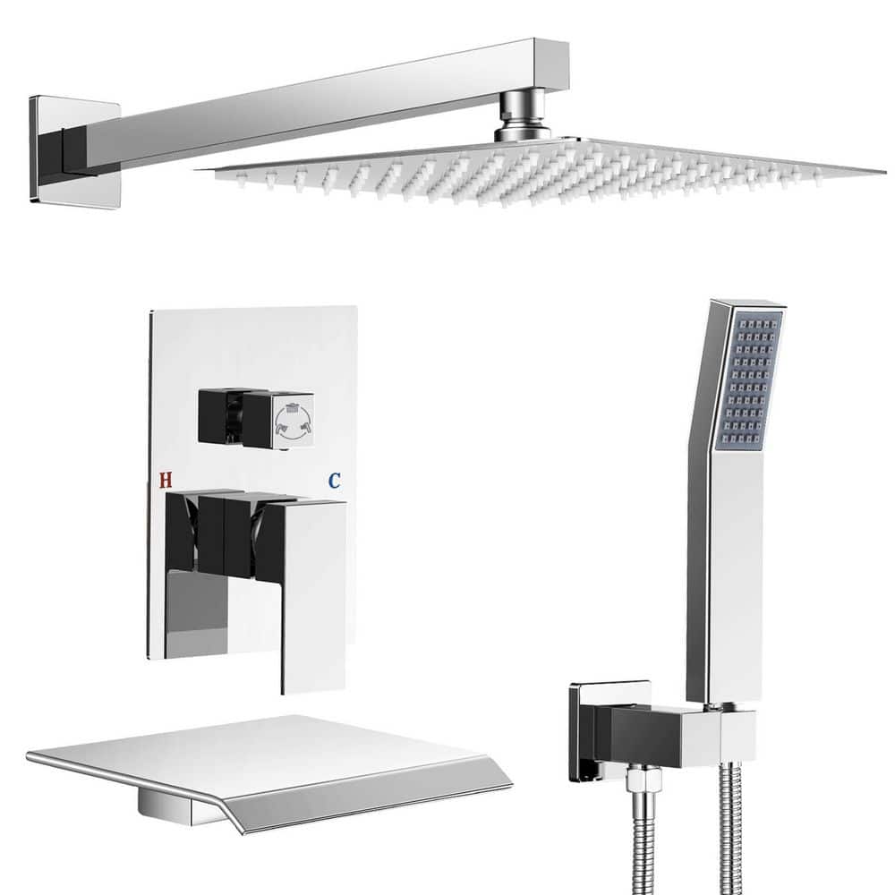 10 in. Shower Head Double Handle 3-Spray Tub and Shower Faucet Shower Combo 2.5 GPM in Polished Chrome Valve Included price history on PriceWatchPro