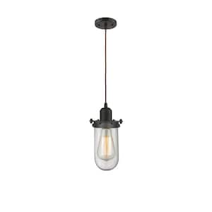 Centri 1-Light Oil Rubbed Bronze Shaded Pendant Light with Clear Glass Shade