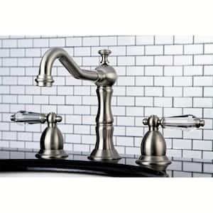 Transitional Crystal 8 in. Widespread 2-Handle High-Arc Bathroom Faucet in Brushed Nickel