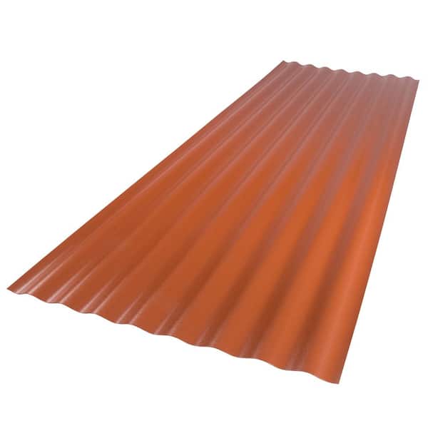Suntop 26 in. x 6 ft. Corrugated Foam Polycarbonate Roof Panel in Red Brick