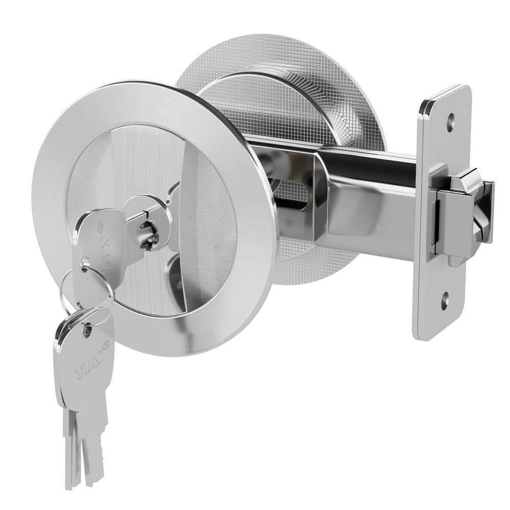 WINSOON Round Zinc Alloy Silver Bed/Bath Pocket Door Latch with